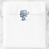 Postfach Mascot Happy Blue Postal Zeichen Quadratischer Aufkleber (Tasche)