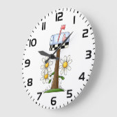 Postfach mit Daisis und Herzenflagge Country Garde Große Wanduhr (Winkel)