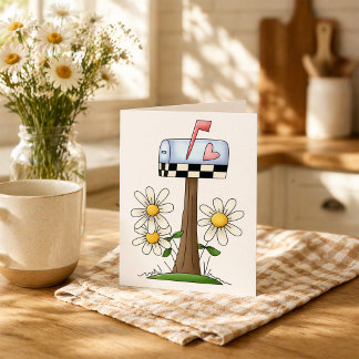 Postfach mit Daisis und Herzenflagge Country Garde Karte