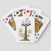 Postfach mit Daisis und Herzenflagge Country Garde Spielkarten (Rückseite)