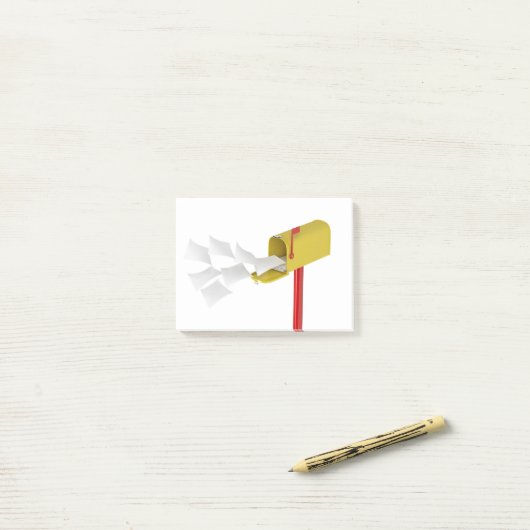 Postfach mit fliegenden Buchstaben Post-it Klebezettel (Auf Schreibtisch)