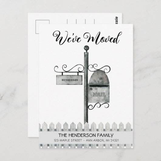 Postfach Neue Zuhause-Bewegungs-Ankündigung Postka Postkarte (Vorne/Hinten)