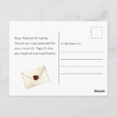 Postfach Neue Zuhause-Bewegungs-Ankündigung Postka Postkarte (Rückseite)
