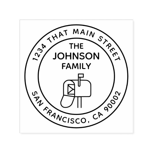 Postfach, Rücksendeadresse, rund Permastempel (Design)