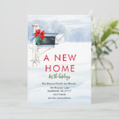 Postfach Wasserfarbe Neue Zuhause Winter-Bewegung Einladung (Stehend Vorderseite)