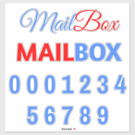 Postfachsatz mit Zahlen Aufkleber