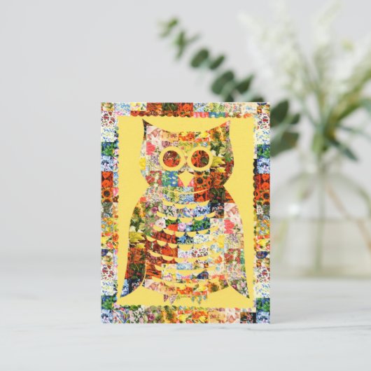 PostFrühlings Eule Postkarte (Stehend Vorderseite)