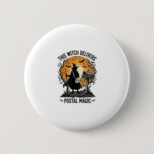 Posthexen-Shirt Vintage Halloween-Briefträger Button (Vorderseite)