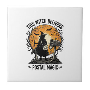 Posthexen-Shirt Vintage Halloween-Briefträger Fliese