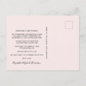 Posthochzeitempfang Save the Date rosa Ankündigungspostkarte (Rückseite)