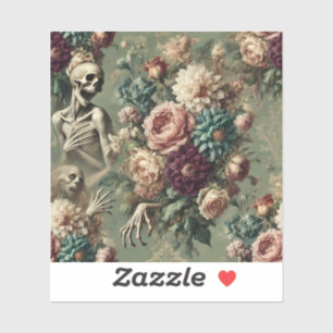 Posthume Herzschmerzen – Gothic Floral Design Aufkleber