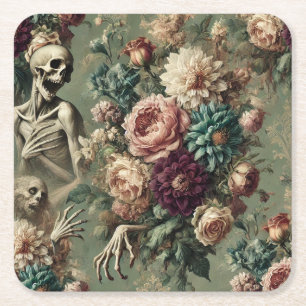 Posthume Herzschmerzen – Gothic Floral Design Rechteckiger Pappuntersetzer