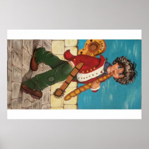 Postieren. Poulbot an der Gitarre Poster