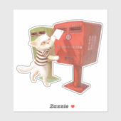 Posting-Zeit - Katze mit taiwanesischer Mailbox Aufkleber (Blatt)
