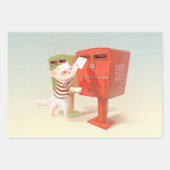 Posting-Zeit - Katze mit taiwanesischer Mailbox Geschenkpapier Set (Vorderseite 3)