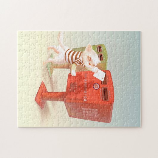 Posting-Zeit - Katze mit taiwanesischer Mailbox Puzzle (Horizontal)