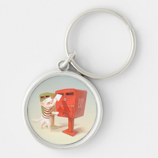 Posting-Zeit - Katze mit taiwanesischer Mailbox Schlüsselanhänger (Vorne)