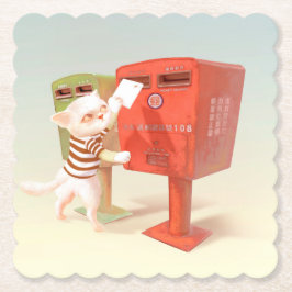 Posting-Zeit - Katze mit taiwanesischer Mailbox Untersetzer