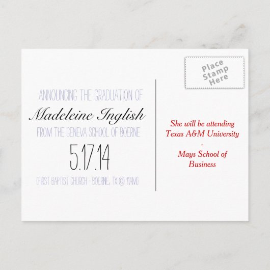 Postkarte (Rückseite)