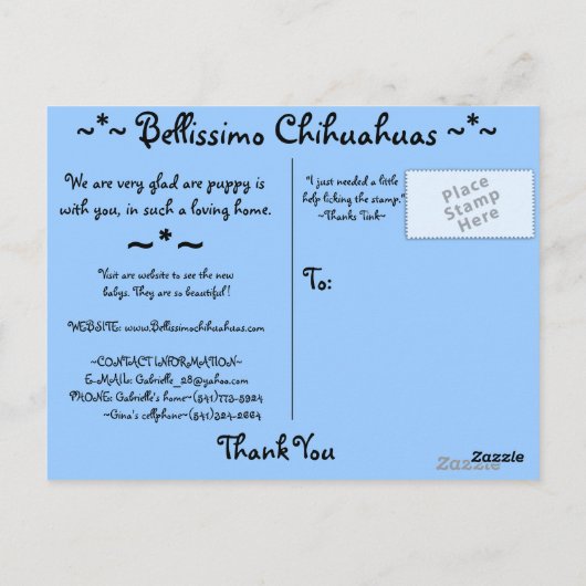 Postkarte (Rückseite)