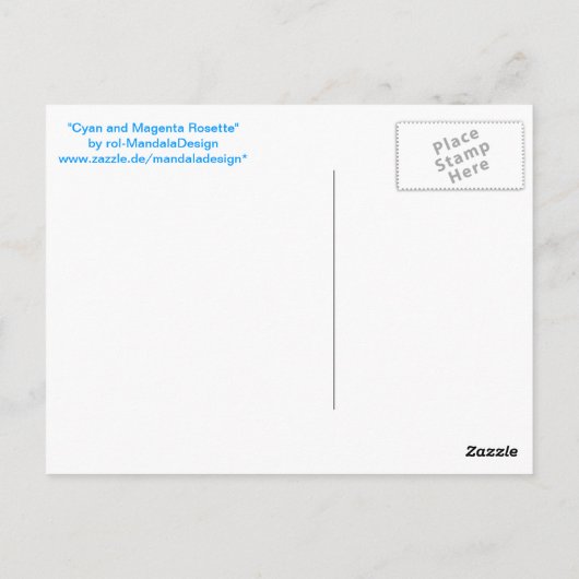 Postkarte 05 "Cyan and Magenta Rosette" (Rückseite)