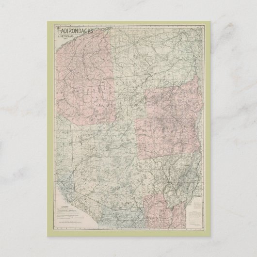 Postkarte 1912 Karte der Adirondacks (Vorderseite)