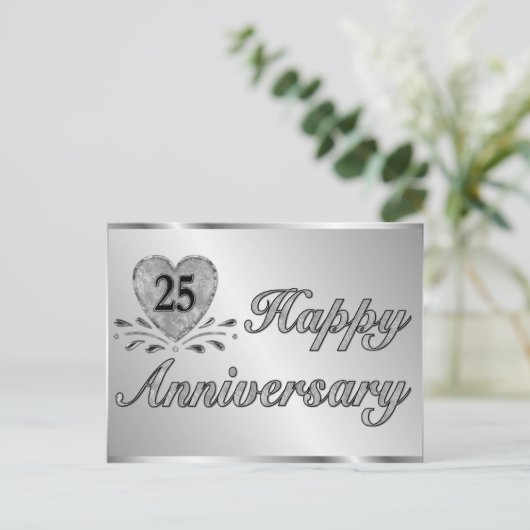 Postkarte - 25. Jahrestag - Silber (Stehend Vorderseite)