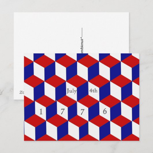 Postkarte - 4. Juli 1776 Blockillusion (Vorne/Hinten)