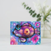Postkarte - Abstrakte Fischkunst aus Whimsistik (Stehend Vorderseite)