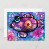 Postkarte - Abstrakte Fischkunst aus Whimsistik (Vorne/Hinten)