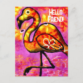 Postkarte - Abstrakte Flamingo Rosa Orange