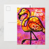 Postkarte - Abstrakte Flamingo Rosa Orange (Vorne/Hinten)