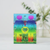 Postkarte, Abstrakter Regenbogen Herzklopfen Liebe Postkarte (Stehend Vorderseite)