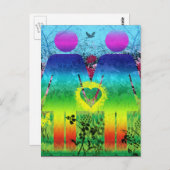 Postkarte, Abstrakter Regenbogen Herzklopfen Liebe Postkarte (Vorne/Hinten)