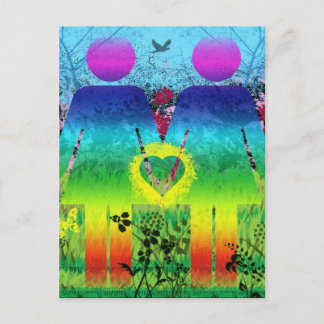 Postkarte, Abstrakter Regenbogen Herzklopfen Liebe Postkarte