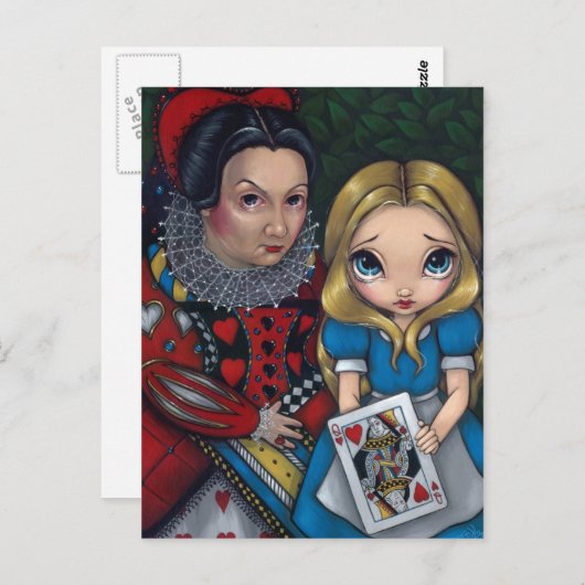 Postkarte "Alice and the Queen of Hearts" (Vorne/Hinten)