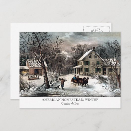 Postkarte - AMERIKANISCHES HAUSHALT: Winter (Vorne/Hinten)