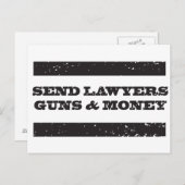 Postkarte - Anwälte Waffen und Geld schicken (Vorne/Hinten)