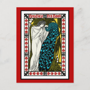 Postkarte: Art Nouveau Peacock Artwork - The Kiss Postkarte