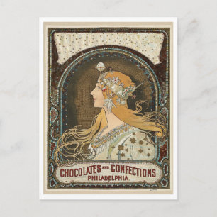 Postkarte - Art Nouveau Schokoladen + Konfekt