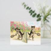 Postkarte: Badminton Kittens Vintag Art Postkarte (Stehend Vorderseite)