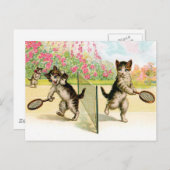 Postkarte: Badminton Kittens Vintag Art Postkarte (Vorne/Hinten)