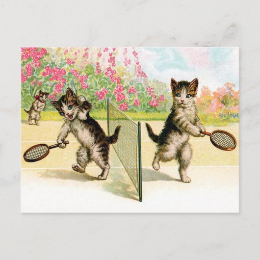 Postkarte: Badminton Kittens Vintag Art Postkarte (Vorderseite)
