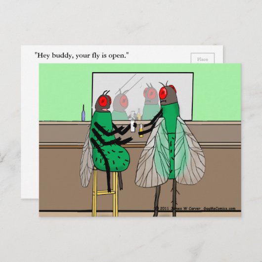 Postkarte "Bar Fliegen" (Vorne/Hinten)