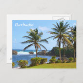 Postkarte, Barbados, Beach Szene, Palmen Postkarte (Vorne/Hinten)