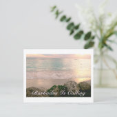 POSTKARTE/"BARBADOS RUFT"/GEWEBE MUTIERTE FARBEN POSTKARTE (Stehend Vorderseite)