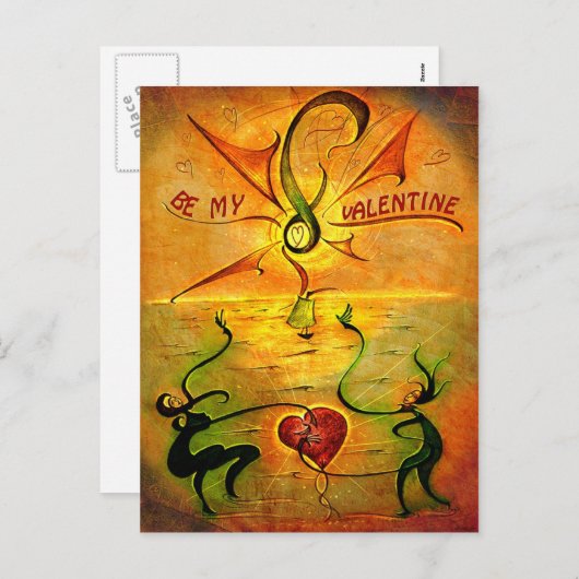 Postkarte "Be My Valentine" (Vorne/Hinten)