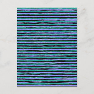 Postkarte, bemalte Streifen, Türkis und Blau Postkarte