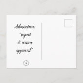 Postkarte - Bewunderung: "Respekt und warme Zustim (Rückseite)