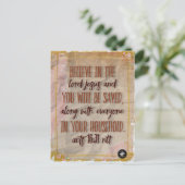 Postkarte - Bibel Verse Acts 16:31 NLT (Stehend Vorderseite)